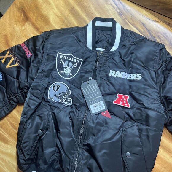 Las Vegas Raiders‎ X Alpha Industries New Era MA-1 Bomber Jacket Super Bowl Sz M